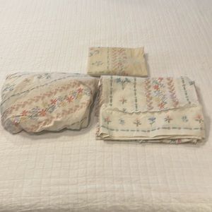 VTG Springmaid twin top bottom sheet floral cotton wondercale no iron pillowcase